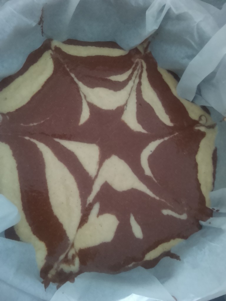 Finalisation gâteau zébré